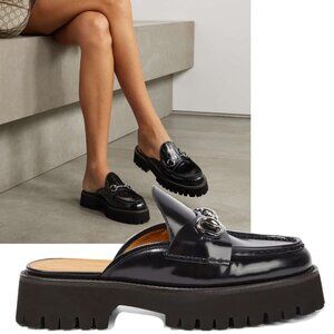 GUCCI SHOES BLACK LEATHER SYLKE LOAFERS SLIP ON w HORSEBIT sz 40 10